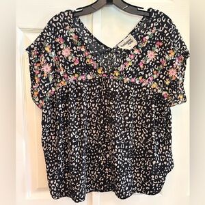 Savanna Jane Black and Pink Floral Blouse